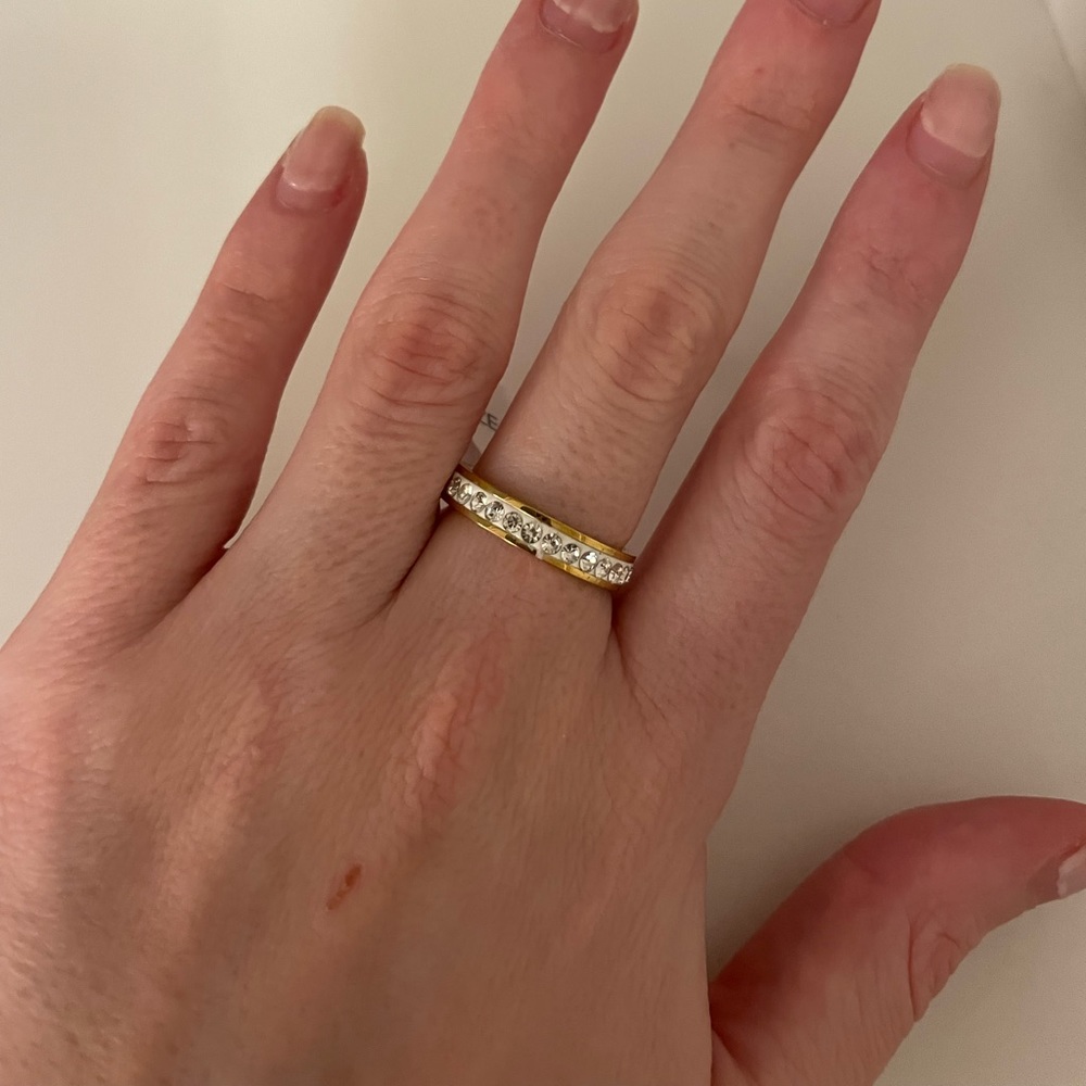 Yellow gold coated and faux diamond band